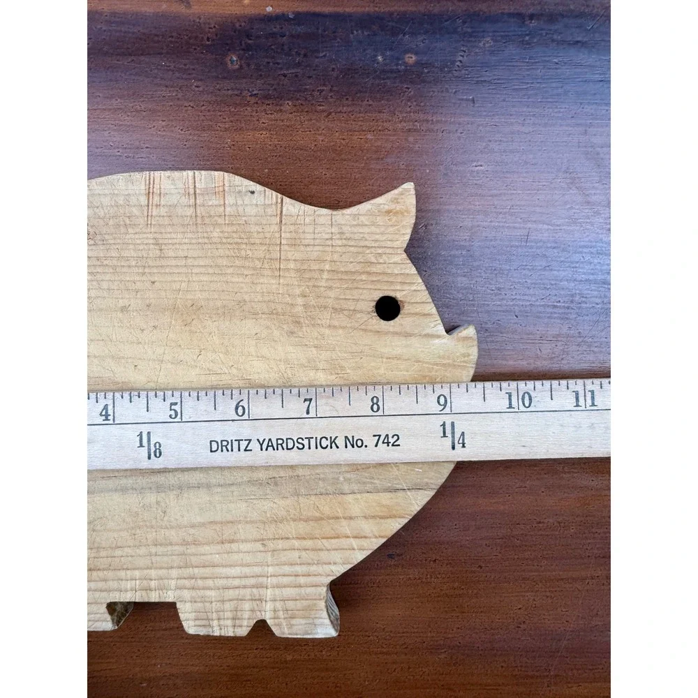 Vintage Pig Shaped Wooden Cutting Board Farmhouse Rustic Kitchen Decor Small